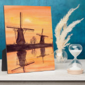 ウィンドミルズサンセット – 水絵画色の フォトプラーク (側面)
