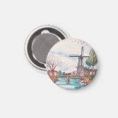 ウィンドミルデアドリアーンハーレムオランダウォータカラー マグネット (正面/裏面)