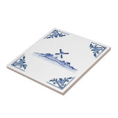 ウィンドミルデルフトブルーホワイトコーナーオランダ タイル (側面)