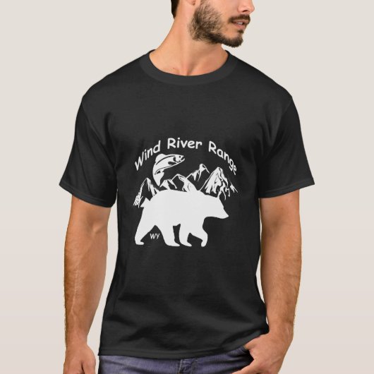 ウィンドリバーの範囲Wy魚の山クマ Tシャツ (正面)