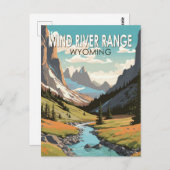 ウィンドリバーレンジワイオミントラベルアートヴィンテージ ポストカード (正面/裏面)