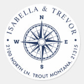 ウィンド航海のバラコンパスホワイト差出人住所 ラウンドシール (正面)