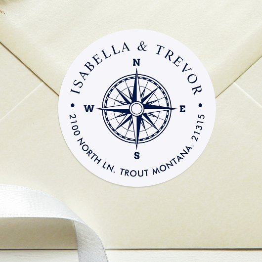 ウィンド航海のバラコンパスホワイト差出人住所 ラウンドシール