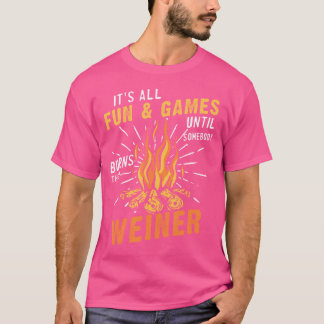 ウィンナーが燃えるまで楽しいゲーム キャンピン Tシャツ
