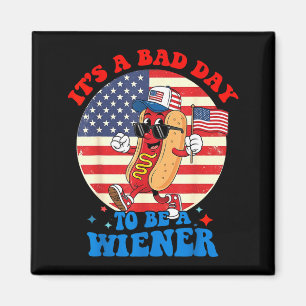 ウィンナーにとって悪い一日 面白いホットドッグ 4th of July マグネット