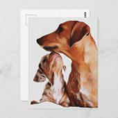 ウィンナードッグの子犬 7週間 ダックスフントの誕生日写真 ポストカード (正面/裏面)