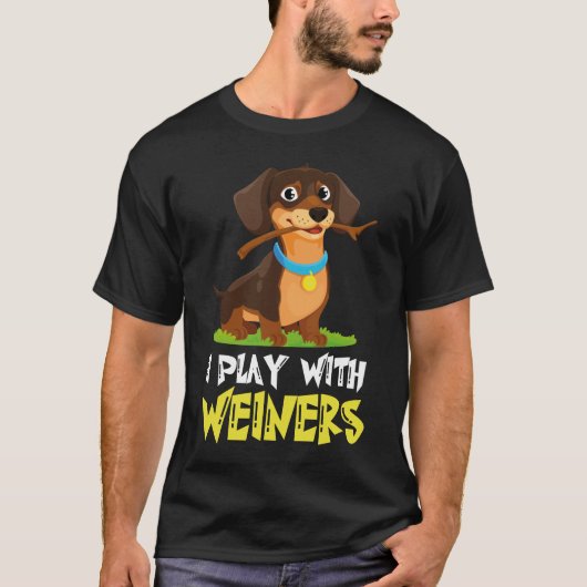 ウィンナー犬と遊ぶのが好きな人へのギフト メンズ レディース D Tシャツ (正面)