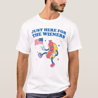 ウィンナー目当てに来ただけ ウィンナー好きのためのレトロなバーベキューの面白いデザイン Tシャツ