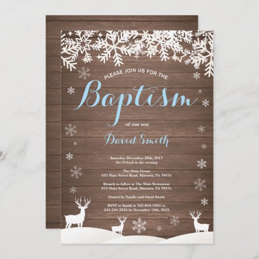 ウィン素朴ターシカボーイ洗礼招待状 招待状 (正面/裏面)