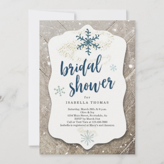 ウィン素朴タースノーブライダルシャワー 招待状 (正面)