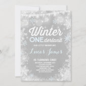 ウィン素朴ターワンダーランド誕生日招待状ブルー 招待状 (正面)