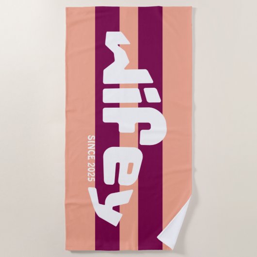 ウィーウィー新婚の花嫁コーラルピンクストライプビーチタオル ビーチタオル (正面)