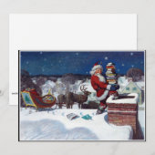 ウィーエスのサンタが本の束を届ける シーズンカード (正面/裏面)