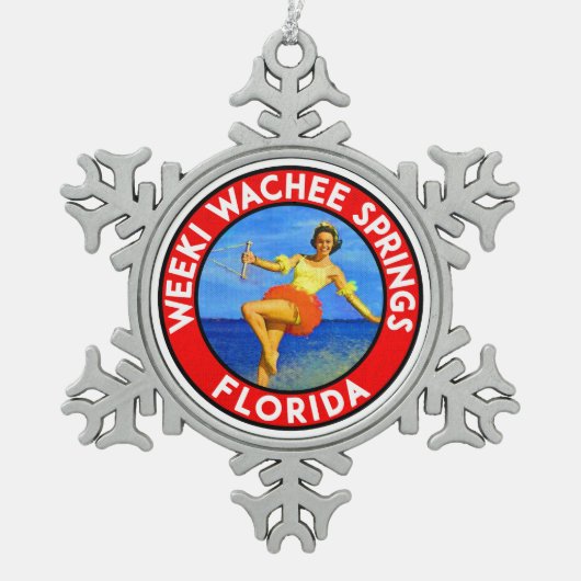 ウィーキワチー春フロリダウォータースキー スノーフレークピューターオーナメント (正面)