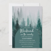ウィークエンドインザウッズフォレストグリーンブライダルシャワー 招待状 (正面)