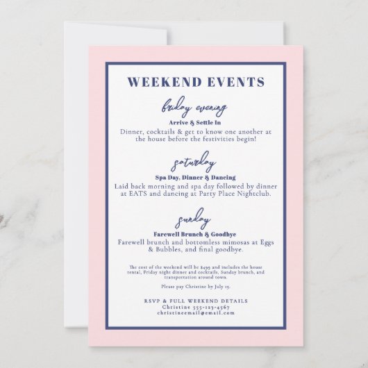 ウィークエンドソーシャルクラ名門私立校風のブバチェロレッテ 招待状 (裏面)