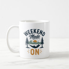 ウィークエンドモードON 山の夕日 リラクゼーションデザイン コーヒーマグカップ