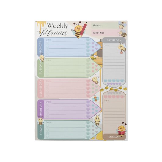ウィークリープランナーかわいいビー数々のハニー ノートパッド (回転)