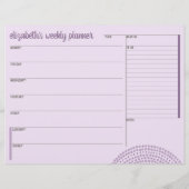 ウィークリープランナーと名前をカスタムするピンクパープル チラシ (裏面)