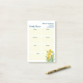 ウィークリープランナーウォーターカラーイエローデイリリーデザイン ポストイット (デスク上)