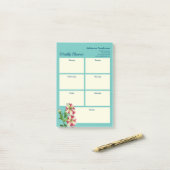 ウィークリープランナーウォーターカラーピンク&ホワイトペチュニア ポストイット (デスク上)