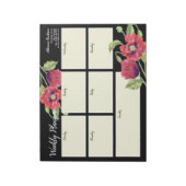 ウィークリープランナーウォーターカラーレッドポピズブラック ノートパッド (回転)