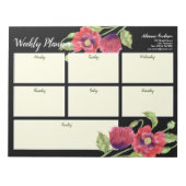 ウィークリープランナーウォーターカラーレッドポピズブラック ノートパッド (正面)