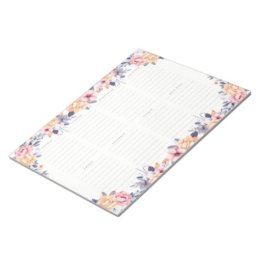 ウィークリープランナーガールフローラウォーター色 ノートパッド (アングル)