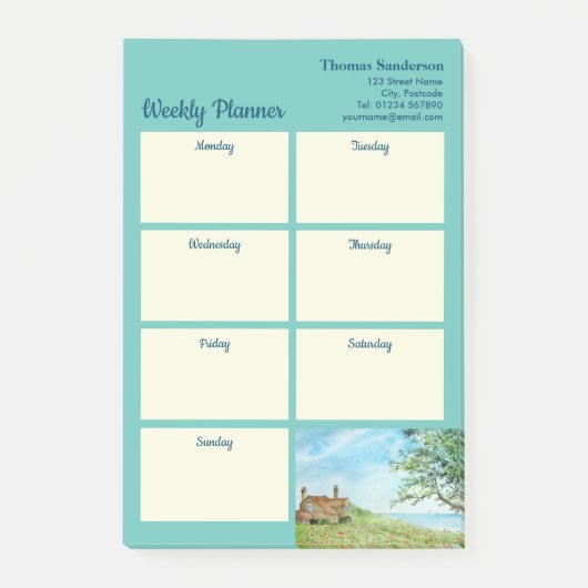 ウィークリープランナーサマーポピーフィールドコーストウォーター色 ポストイット (正面)