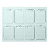 ウィークリープランナーシンプルホワイト編集可能文字ミント ノートパッド (正面)