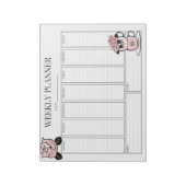 ウィークリープランナーティーティーティーカップとフラワーメモ帳 ノートパッド (回転)