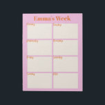 ウィークリープランナーリストするピンクモノグラム名かわいい ノートパッド<br><div class="desc">ピンク、クリーム、オレンジモダン色の可愛くて毎週のプランナーで週を整理しパーソナライズされたて、あなたの名前。</div>