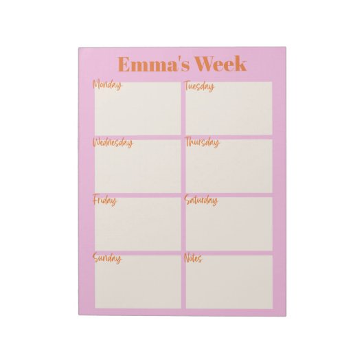 ウィークリープランナーリストするピンクモノグラム名かわいい ノートパッド (回転)