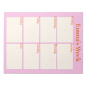 ウィークリープランナーリストするピンクモノグラム名かわいい ノートパッド (正面)