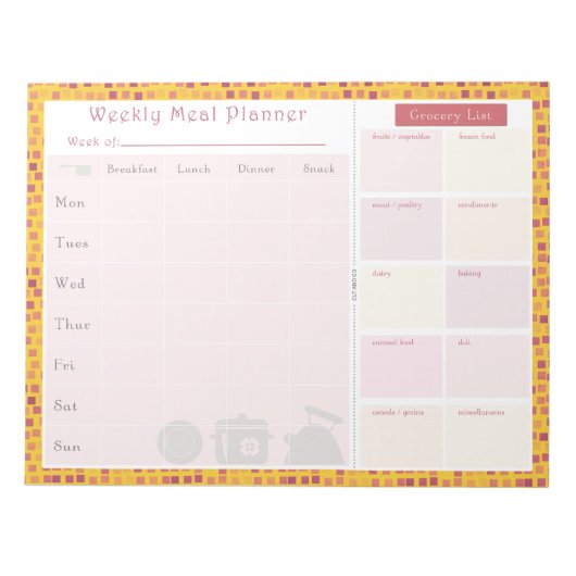 ウィークリーミールプランナーサマースクエア ノートパッド (正面)
