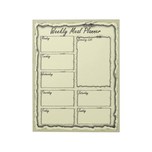 ウィークリーミールプランナーメモ帳 ノートパッド (回転)