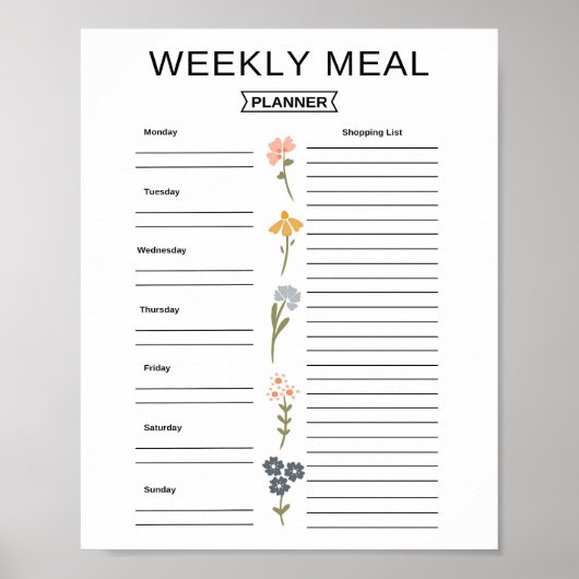 ウィークリーミールプランナー印刷可能ポスター ポスター (正面)