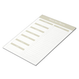 ウィークリーミールプランナー – トープ ノートパッド