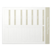 ウィークリーミールプランナー – トープ ノートパッド (正面)