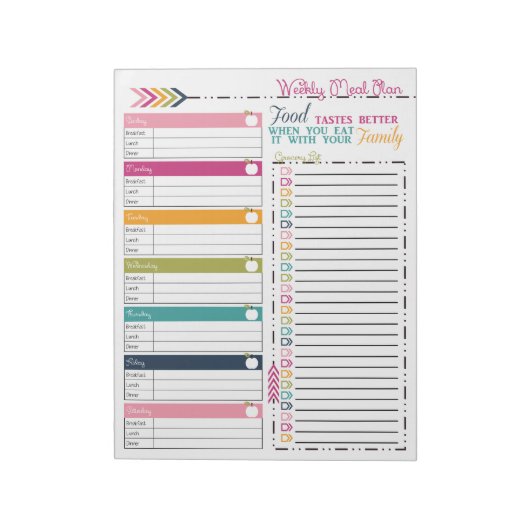 ウィークリーミールプランナー ノートパッド (回転)