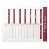 ウィークリーミールプランナー – ワイン ノートパッド (正面)