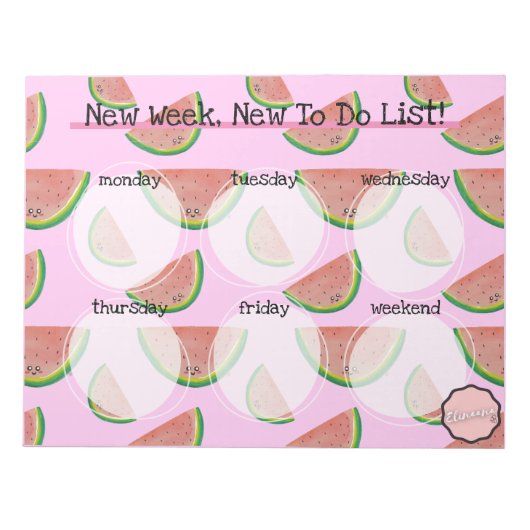ウィークリーリスト、かわいいスイカのスライス ノートパッド (正面)