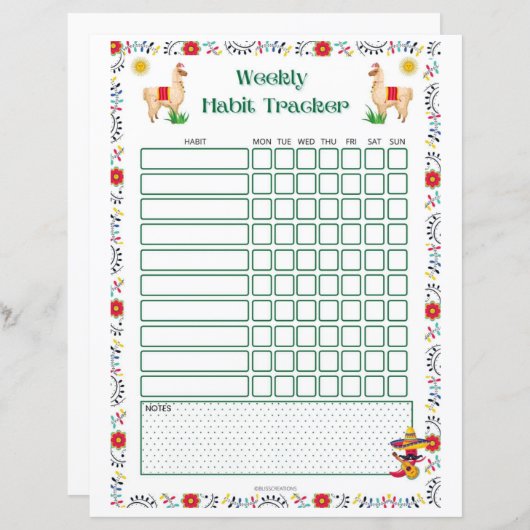 ウィークリーCrix Tracker Printable - Lama Edition (正面/裏面)