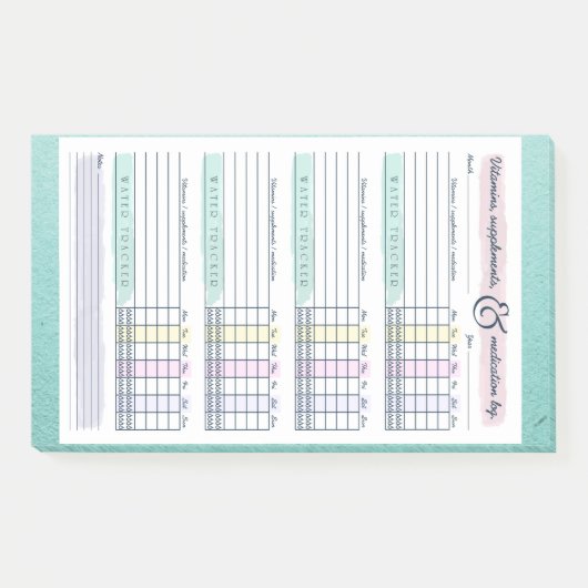 ウィークリーMedsビタミンと水トラッカー ポストイット (正面)