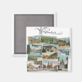 ウィースバーデン：ヴィンテージはがきの土産 マグネット (正面/裏面)