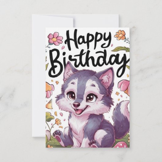 ウィーズシンプルウルフデジタル誕生日 カード (正面)