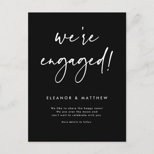 ウィーズハンド婚約したレタリングブラック婚約 案内ポストカード (正面)