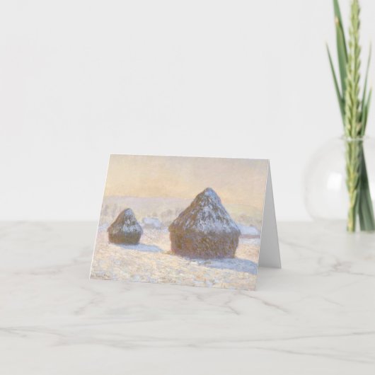 ウィートスタック、積雪効果、モーニングノテカード カード (正面)