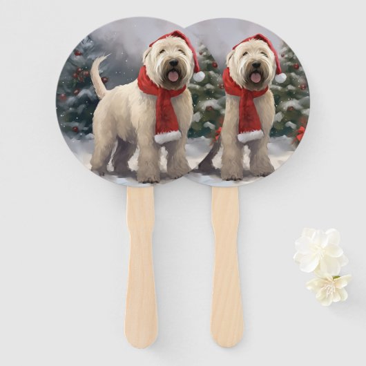 ウィートテリアの犬と雪のクリスマス ハンドファン (正面&裏面)