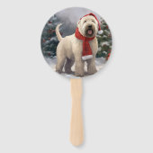 ウィートテリアの犬と雪のクリスマス ハンドファン (正面)